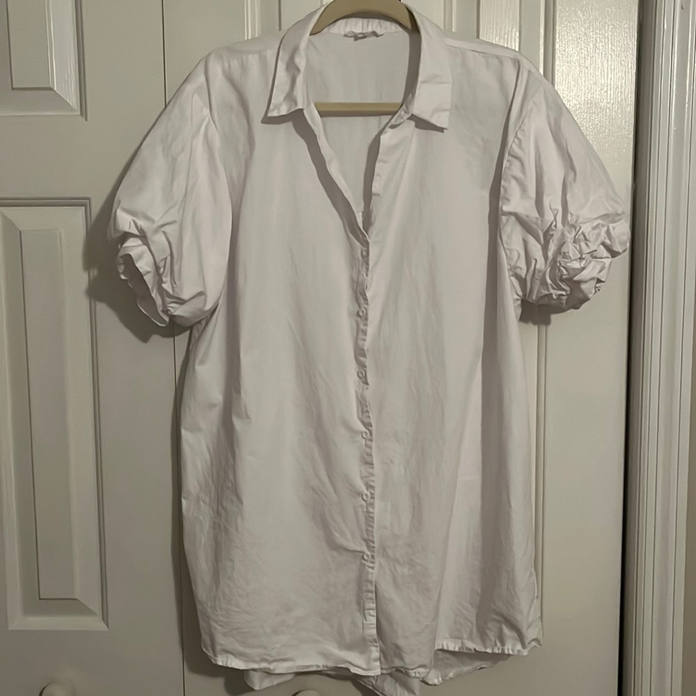Oversized white all cotton shirt L